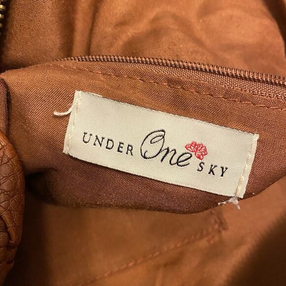 VTG Y2K 2000s UnderOneSky Brown Faux Leather Tapestry Travel Weekend Bags Set2 - Picture 9 of 11